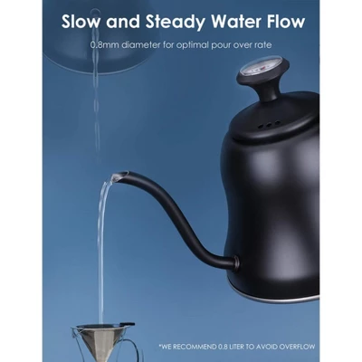 Itopfox Tea Kettle With Thermometer, Stovetop Gooseneck Kettle For Pour Over Coffee, Matte Black Camping & Home Kitchen Water Boiler, 1 Pack 5 Itopfox Tea Kettle With Thermometer, Stovetop Gooseneck Kettle For Pour Over Coffee, Matte Black Camping & Home Kitchen Water Boiler, 1 Pack - Image 5