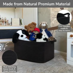 Itopfox Large Woven Storage Basket For Blankets, Toys, And Clothes, Rectangle Rope Laundry Hamper For Nursery, Bedroom, Black 10 Itopfox Large Woven Storage Basket For Blankets, Toys, And Clothes, Rectangle Rope Laundry Hamper For Nursery, Bedroom, Black -Kid's Home GUEST 1b640863 b3a2 4c06 8165 6e4042404136