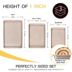 Itopfox Nonstick Cookie Sheet Pan Set Of 3, Heavy Duty Baking Trays With Diamond Texture, Oven Safe For Even Baking, Elegant Champagne Gold Finish 13 Itopfox Nonstick Cookie Sheet Pan Set Of 3, Heavy Duty Baking Trays With Diamond Texture, Oven Safe For Even Baking, Elegant Champagne Gold Finish -Kid's Home GUEST 1c106901 8dc7 4801 956c 62e59ee129de