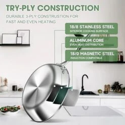 Itopfox 3 Ply Stainless Steel 11-Piece Cookware Set With Lids, Pots And Pans, Non-Toxic, Induction, Oven, Dishwasher Safe, Professional Chef Quality 14 Itopfox 3 Ply Stainless Steel 11-Piece Cookware Set With Lids, Pots And Pans, Non-Toxic, Induction, Oven, Dishwasher Safe, Professional Chef Quality -Kid's Home GUEST 1d7a7c24 271b 49b4 b145 186be6eb4a87