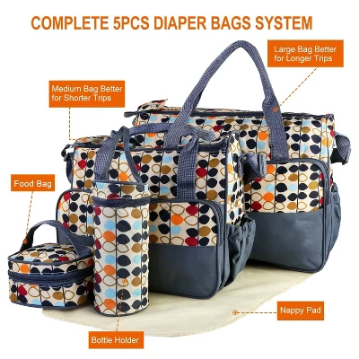 Itopfox 5-Piece Diaper Bag Set With Large Tote, Medium Tote, Insulated Bottle Bag, Snack Bag & Changing Pad, Waterproof 2 Itopfox 5-Piece Diaper Bag Set With Large Tote, Medium Tote, Insulated Bottle Bag, Snack Bag & Changing Pad, Waterproof - Image 2