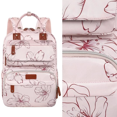 Itopfox Pink Floral Diaper Backpack For Girls, Large Waterproof Baby Bag With Insulated Pockets, Stroller Straps, Travel Holiday 2 Itopfox Pink Floral Diaper Backpack For Girls, Large Waterproof Baby Bag With Insulated Pockets, Stroller Straps, Travel Holiday - Image 2
