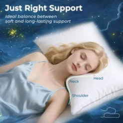 Itopfox Queen Size Pillows Set Of 2, Down Alternative Plump Filling For Side, Back, And Stomach Sleepers - Hotel Quality & Machine Washable