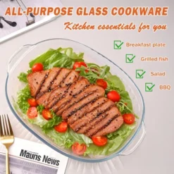 Itopfox 2.8L Glass Casserole Baking Dish With Lid, Large Oval Dish For Oven, Freezer & Microwave, Clear Container -Kid's Home GUEST 1fe90681 424f 4216 819f 55144b5b1833
