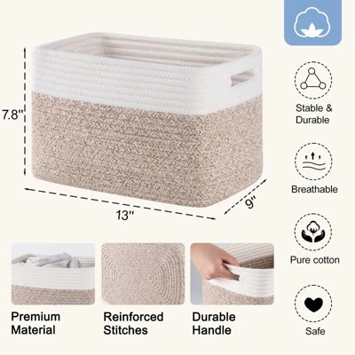 Itopfox 4 Pack Woven Storage Baskets For Organizing Toys, Books, Towels, And Clothes - Durable And Stylish Gift Basket Bins For Shelves 2 Itopfox 4 Pack Woven Storage Baskets For Organizing Toys, Books, Towels, And Clothes - Durable And Stylish Gift Basket Bins For Shelves - Image 2