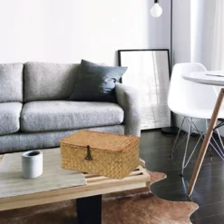 Itopfox Set Of 2 Wicker Baskets With Lids, Seagrass Woven Storage Bins For Home Organization, Decorative Storage Baskets For Any Room -Kid's Home GUEST 21730134 c9e2 43cb 890c 3243ee2194ac