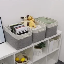 Itopfox Set Of 3 Large Fabric Storage Baskets, Collapsible Canvas Bins For Organizing Closet, Nursery, Toys, Clothes, Shoes - White & Grey 13 Itopfox Set Of 3 Large Fabric Storage Baskets, Collapsible Canvas Bins For Organizing Closet, Nursery, Toys, Clothes, Shoes - White & Grey -Kid's Home GUEST 21e077a2 cf77 46bf b5ce 75f513e0933f