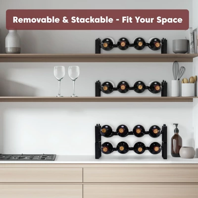 Itopfox Stackable Wine Rack Countertop, Sturdy Freestanding Wine Bottle Holder 2 Tier Tabletop Wine Stand For Pantry Bar Metal Wine Storage Organizer 2 Itopfox Stackable Wine Rack Countertop, Sturdy Freestanding Wine Bottle Holder 2 Tier Tabletop Wine Stand For Pantry Bar Metal Wine Storage Organizer - Image 2