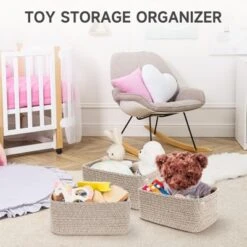 Itopfox 3-Pack Small Storage Baskets For Organizing, Woven Shelf Toy Basket, Rope Baskets For Gifts Empty, Closet Organizer Bins With Handles -Kid's Home GUEST 23ebc719 06f2 4665 8903 5d0162f90705