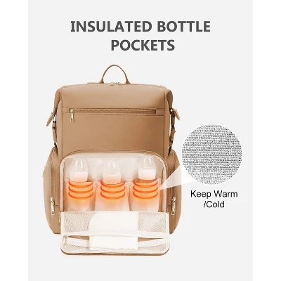 Itopfox Neoprene Waterproof Diaper Backpack For Parents With Changing Pad, Large Storage & 10 Pockets, Travel-Friendly Design (Oat) 8 Itopfox Neoprene Waterproof Diaper Backpack For Parents With Changing Pad, Large Storage & 10 Pockets, Travel-Friendly Design (Oat) - Image 8