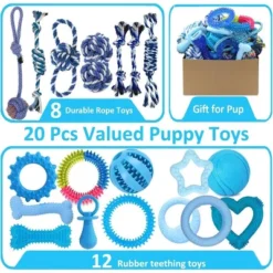 Itopfox 20 Pack Puppy Chew Toys - Blue Dog Teething Toys For Puppies, Teething Rings And Durable Ropes, Rubber Toy Bundle For Small Dogs -Kid's Home GUEST 26493135 f632 4c70 ad2b 2c0b6b5afc64