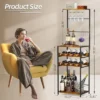 Itopfox 5-Tier Freestanding Wine Rack With Glasses Holder And 4 S Hooks, Corner Mini Bar Cabinet For Small Spaces, Holds 8 Bottles