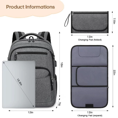 Itopfox Multi-Function Baby Diaper Backpack With Portable Changing Pad, Pacifier Holder, USB Charging Port, Ideal For Moms And Dads 3 Itopfox Multi-Function Baby Diaper Backpack With Portable Changing Pad, Pacifier Holder, USB Charging Port, Ideal For Moms And Dads - Image 3