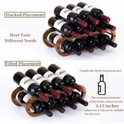 Itopfox Adjustable Wine Rack And Water Bottle Organizer For Cabinet And Countertop - 2 In 1 Acacia Wood Storage Solution