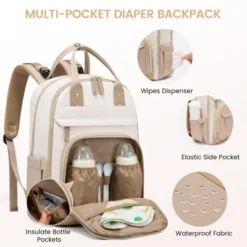 Itopfox Large Capacity Diaper Backpack With Changing Pad, Insulated Pockets, Stroller Buckles, Waterproof, Laptop Compartment, Beige-Khaki -Kid's Home GUEST 2bdd88b8 3584 4ca5 ab88 21a7046bde30