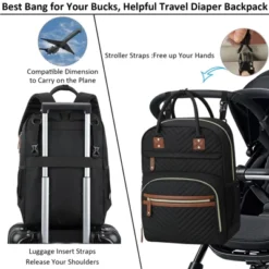 Itopfox Large Capacity Waterproof Diaper Backpack With Insulated Pockets For Baby Essentials, Maternity Travel Bag In Black -Kid's Home GUEST 2cbfd89e 0b01 4d0b ab42 4ce53c5804b0