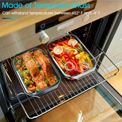 Itopfox 2 QT Rectangular Glass Casserole Dish With Lid, Oven Safe Tempered Glass Bakeware For Cooking, Baking, And Serving 3 Itopfox 2 QT Rectangular Glass Casserole Dish With Lid, Oven Safe Tempered Glass Bakeware For Cooking, Baking, And Serving - Image 3