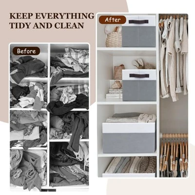 Itopfox 4 Pack Large Storage Baskets With Handles, Fabric Closet Organizers, Collapsible Bins For Clothes, Toys, Nursery, Home Organization 4 Itopfox 4 Pack Large Storage Baskets With Handles, Fabric Closet Organizers, Collapsible Bins For Clothes, Toys, Nursery, Home Organization - Image 4