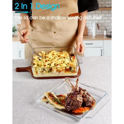 Itopfox Square Glass Baking Dish With Lid, Microwave, Oven & Dishwasher Safe Bakeware For Casseroles, Desserts & More 3 Itopfox Square Glass Baking Dish With Lid, Microwave, Oven & Dishwasher Safe Bakeware For Casseroles, Desserts & More - Image 3