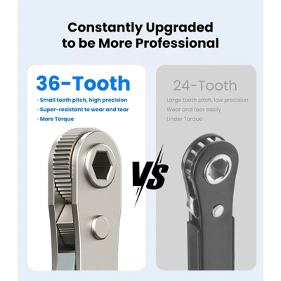 Itopfox 17-in-1 Right Angle Ratcheting Screwdriver Set With Bearing Steel Bits, 36-Tooth Mini Ratchet Wrench, Magnetic Offset ScrewdriveR 6 Itopfox 17-in-1 Right Angle Ratcheting Screwdriver Set With Bearing Steel Bits, 36-Tooth Mini Ratchet Wrench, Magnetic Offset ScrewdriveR - Image 6