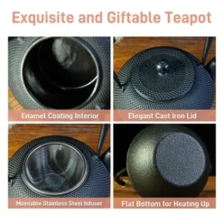 Itopfox Small Cast Iron Teapot With Stainless Steel Infuser For Loose Leaf Tea & Coffee, Stovetop Safe, Enamel Interior, Japanese Style, Black -Kid's Home GUEST 31271727 eaff 4d8e 8e54 3cd0d8b67e46