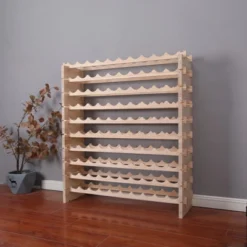Itopfox Freestanding Wooden Wine Rack Cabinet, Stackable Storage Modular Countertop Holder For 100 Bottles