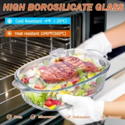 Itopfox 2.8L Glass Casserole Baking Dish With Lid, Large Oval Dish For Oven, Freezer & Microwave, Clear Container -Kid's Home GUEST 32080909 10cc 47be a3d9 d4e19c589472
