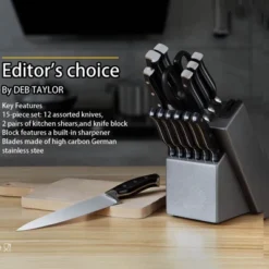 Itopfox German Stainless Steel Kitchen Knife Block Set With Built-in Sharpener - 15-Piece Knife Set For All Cooking Needs -Kid's Home GUEST 32295f56 07f9 4d71 90ec 46bffa7b2e04