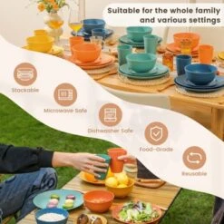 Itopfox 40-Piece Premium Wheat Straw Dinnerware Set, Service For 8, Unbreakable Plates & Bowls, Dishwasher & Microwave Safe, Eco-Friendly Kitchenware -Kid's Home GUEST 322f185a 4716 4b0e b44c a4104f51b513