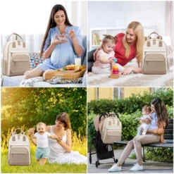 Itopfox Large Capacity Diaper Backpack With Changing Pad, Insulated Pockets, Stroller Buckles, Waterproof, Laptop Compartment, Beige-Khaki -Kid's Home GUEST 3300df50 8de9 406a a2bd 54da98ab0183