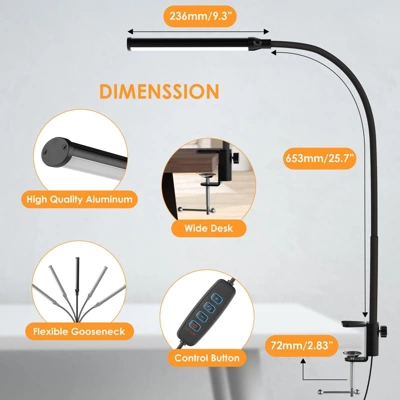 Itopfox LED Desk Lamp With Clamp, Eye-Caring Clip Light For Home Office, 3 Colors Full Brightness, Flexible Gooseneck USB Table Lamp 7 Itopfox LED Desk Lamp With Clamp, Eye-Caring Clip Light For Home Office, 3 Colors Full Brightness, Flexible Gooseneck USB Table Lamp - Image 7