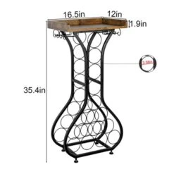 Itopfox Freestanding Wine Rack With Wood Tabletop & Glass Holder, Mini Bar Table For 14 Bottles, Space-Saving Floor Stand For Kitchen, Living Room -Kid's Home GUEST 33e08b92 2fbd 4a4b 823e 21ad57291498