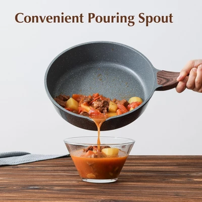 Itopfox Nonstick Skillet With Lid, Deep Frying Pan, Saute Pan, Stay-cool Handle, Healthy Stone Cookware, Induction Compatible 6 Itopfox Nonstick Skillet With Lid, Deep Frying Pan, Saute Pan, Stay-cool Handle, Healthy Stone Cookware, Induction Compatible - Image 6