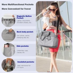 Itopfox Large Tote Diaper Bag For Baby Boys And Girls, Adjustable Shoulder Strap, Multiple Pockets, Waterproof -Kid's Home GUEST 350aa4f4 db95 4908 b287 d5a818474f2f