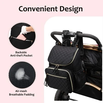 Itopfox Large Capacity Water-Resistant Diaper Backpack With Insulated Pockets, Stroller Buckle, Anti-Theft Design, Green Nylon 3 Itopfox Large Capacity Water-Resistant Diaper Backpack With Insulated Pockets, Stroller Buckle, Anti-Theft Design, Green Nylon - Image 3