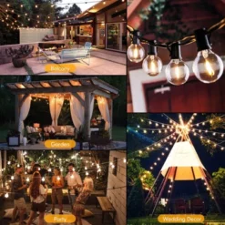 Itopfox 100FT LED Outdoor String Lights With 52 Shatterproof G40 Dimmable Bulbs, 2-Pack Waterproof Hanging Lights For Patio Backyard Porch Party 12 Itopfox 100FT LED Outdoor String Lights With 52 Shatterproof G40 Dimmable Bulbs, 2-Pack Waterproof Hanging Lights For Patio Backyard Porch Party -Kid's Home GUEST 3602ed8e 0e77 41cf bfaa f66adeb36bad