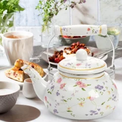 Itopfox Vintage Floral Enamel Tea Kettle With Porcelain Handle For Stovetop, Home Kitchen, Camping, Perfect Gift For Housewarming, Wedding 12 Itopfox Vintage Floral Enamel Tea Kettle With Porcelain Handle For Stovetop, Home Kitchen, Camping, Perfect Gift For Housewarming, Wedding -Kid's Home GUEST 361bbf62 14c3 4b52 b39c 26ada4038082