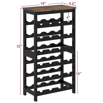 Itopfox 6-Tier Bamboo Wine Rack Freestanding Floor, 24 Bottles Wine Storage Shelves With Table Top, Stackable Display For Kitchen, Bar Rustic Brown 5 Itopfox 6-Tier Bamboo Wine Rack Freestanding Floor, 24 Bottles Wine Storage Shelves With Table Top, Stackable Display For Kitchen, Bar Rustic Brown - Image 5