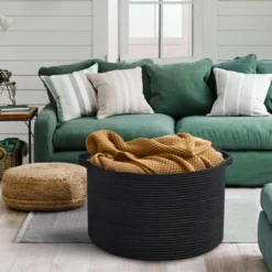 Itopfox Large Woven Rope Storage Basket For Blankets, Toys, And Pillows, Decorative Organizer Bin For Living Room, Nursery, Or Bathroom -Kid's Home GUEST 363088ee 27e1 4e11 b7e3 aaec43326f96