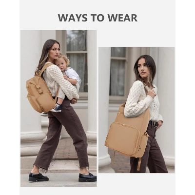 Itopfox Neoprene Waterproof Diaper Backpack For Parents With Changing Pad, Large Storage & 10 Pockets, Travel-Friendly Design (Oat) 7 Itopfox Neoprene Waterproof Diaper Backpack For Parents With Changing Pad, Large Storage & 10 Pockets, Travel-Friendly Design (Oat) - Image 7