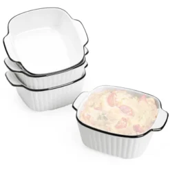 Itopfox 13Oz Ceramic Baking Dishes Set Of 4, Square Baking Dishes For Air Fryer, Ceramic Bakeware With Handles, Oven & Microwave Safe -Kid's Home GUEST 36bd9657 0ec0 4b8b 8440 9463ccf503eb