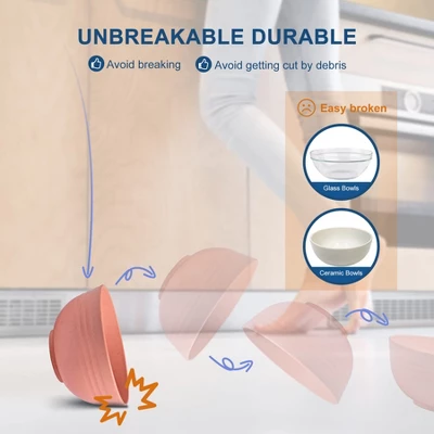 Itopfox BPA Free Unbreakable Wheat Straw Cereal Bowls - Microwave & Dishwasher Safe Soup And Salad Bowls, Set Of 8, Multicolor 3 Itopfox BPA Free Unbreakable Wheat Straw Cereal Bowls - Microwave & Dishwasher Safe Soup And Salad Bowls, Set Of 8, Multicolor - Image 3