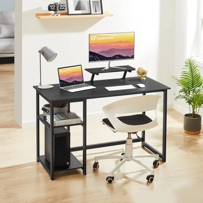 Itopfox Computer Desk With Monitor Stand, Office Desk With Adjustable Storage Shelves, Small Gaming Desk For Home Work Writing Study, Black 6 Itopfox Computer Desk With Monitor Stand, Office Desk With Adjustable Storage Shelves, Small Gaming Desk For Home Work Writing Study, Black - Image 6