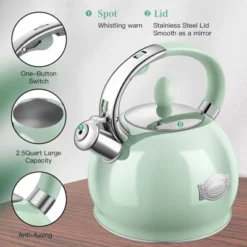 Itopfox Stainless Steel Whistling Tea Kettle With Cool Touch Handle, 2.64 Quart Induction Compatible Stovetop Teapot In Mint Green 9 Itopfox Stainless Steel Whistling Tea Kettle With Cool Touch Handle, 2.64 Quart Induction Compatible Stovetop Teapot In Mint Green -Kid's Home GUEST 37be046a 69d4 4f1a bcbe 1ed70fbc4916