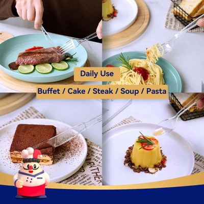 Itopfox 360-Piece Heavy Duty Clear Plastic Silverware Set - Forks, Spoons, Knives Heat Resistant Disposable Utensils For Parties, Events Everyday Use 6 Itopfox 360-Piece Heavy Duty Clear Plastic Silverware Set - Forks, Spoons, Knives Heat Resistant Disposable Utensils For Parties, Events Everyday Use - Image 6