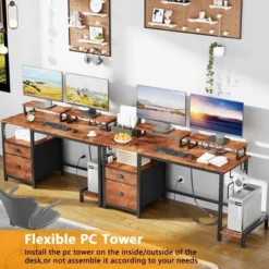 Itopfox Computer Desk With File Cabinet & Power Outlets, Home Office Desk With 2 Monitor Stands & Storage Drawer, Writing Gaming Table With Shelves -Kid's Home GUEST 38ac04bc bfe6 45f5 b0c1 55248c4feaa6