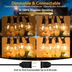 Itopfox 100ft Outdoor String Lights Waterproof Connectable Dimmable With 62 LED Shatterproof Bulb UL Listed G40 Globe Patio Lights For Backyard Porch -Kid's Home GUEST 38e0f52d da02 485a 890a bf35c69bcda0