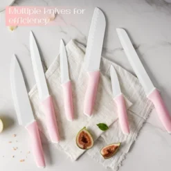 Itopfox Knife Set With Block And Sharpener, 15-Piece German Stainless Steel Knives, Ceramic Coating, Sharp Blade, Dishwasher Safe, Ergonomic Handle -Kid's Home GUEST 3908a77b 7c14 4eaf a66c b0c1c3bc0606