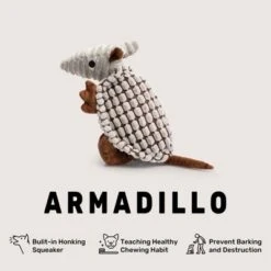 Itopfox Plush Dog Squeaky Toy Stuffed Armadillo Animal Pet Puppy Chew Toys For Small Medium Large All Breed Sizes Dogs, Gray -Kid's Home GUEST 3a608bc9 44cf 4732 93fb 4069550379ee
