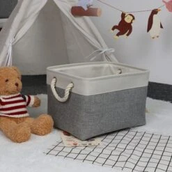 Itopfox Set Of 3 Large Fabric Storage Baskets, Collapsible Canvas Bins For Organizing Closet, Nursery, Toys, Clothes, Shoes - White & Grey 14 Itopfox Set Of 3 Large Fabric Storage Baskets, Collapsible Canvas Bins For Organizing Closet, Nursery, Toys, Clothes, Shoes - White & Grey -Kid's Home GUEST 3b44b210 28d7 4f49 bd38 347beba1ae2f